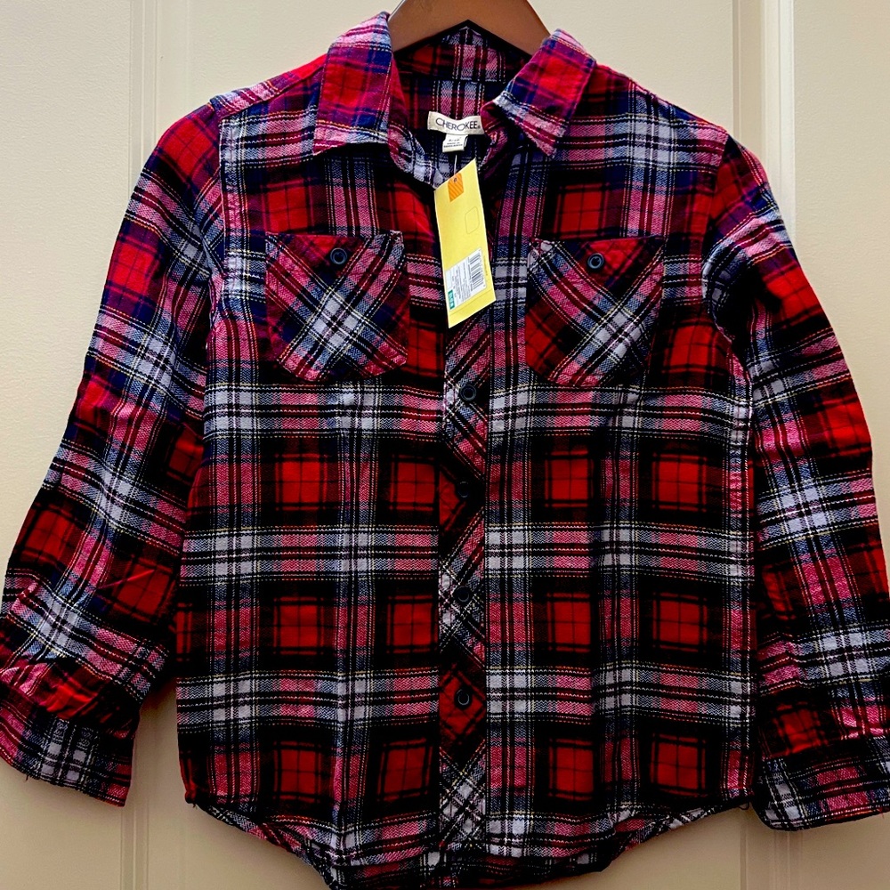 Boys flannel button down shirt Sz 8-10